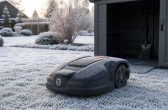 Mähroboter im Winter, geschützt vor Frostschäden