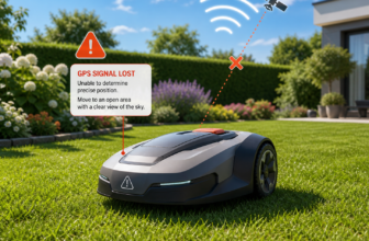 Mähroboter mit GPS-Fehlercode E12 im Garten