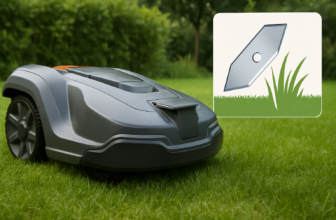 Illustration zu ersatzmesser mähroboter wechseln anleitung mit einem brandneutralen Mähroboter im Garten
